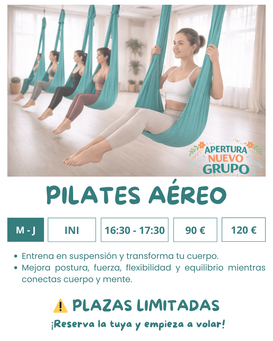 CARTEL Apertura grupo pilates aereo MJ 1630 CARTEL Apertura grupo pilates aereo MJ 1630