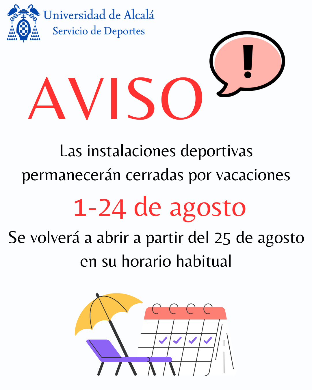 Cierre instalaciones deportivas verano